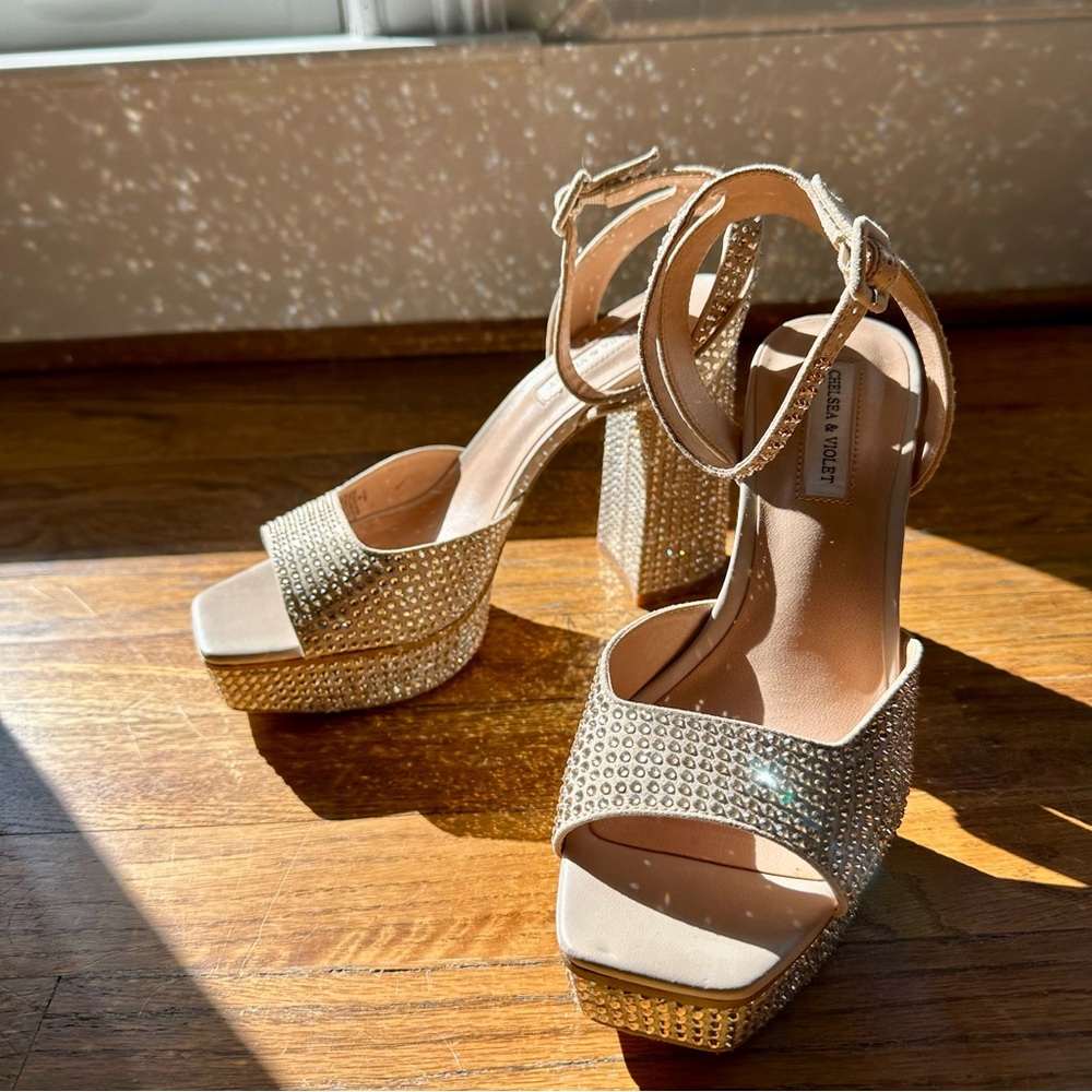 Chelsea & Violet platform sparkle heels size 9